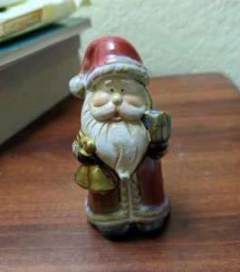 Vintage Weihnachtsmann Salzstreuer mit Stopfen 4" Weihnachten roter Anzug Gold Glocken  - Bild 1 von 6