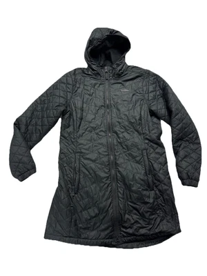 LL Bean Womens L 510336 Fleece Lined Primaloft Long Coat Jacket Black Quilted - Image 1 of 4