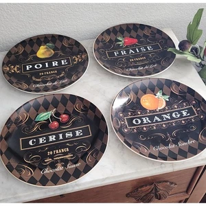 Oneida French Chocolate Stoneware Dessert or Salad Plates, set of four - Picture 1 of 10