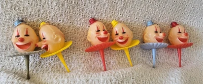 Juego de 6 decoraciones vintage WILTON CLOWN FACE Cupcake Cake Toppers Foto 1 de 4