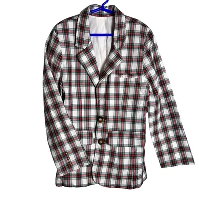 Chaqueta Blazer Niños Bella Bliss Cuadros Blanco Rojo Verde Botón Frontal Talla 12 Foto 1 de 4