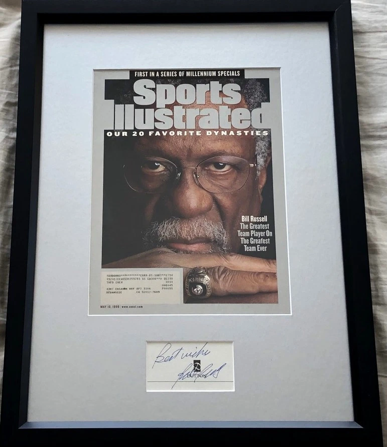 Bill Russell autograph signed custom framed Celtics Sports Illustrated SI cover - Image 1 of 2