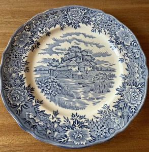 Vintage Salem China Olde England English Village Blue & White Dinner Plate - Picture 1 of 6