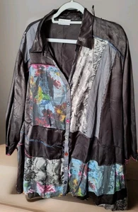 Ulla Popken Zauberhafte Damen Bluse Gr. 58 Bunt Patchwork 3/4 Arm Boho Seidig - Bild 1 von 5