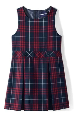 Lands' End Girls 8 PLUS (8+) Uniforme Jersey a Cuadros Azul Marino Escuela Foto 1 de 4