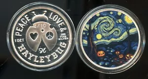 1-OZ Hayleybug Mint SPOOKY NIGHT UV Farbe 2/10 .999 Feinsilbermedaille NUR 10 - Bild 1 von 1