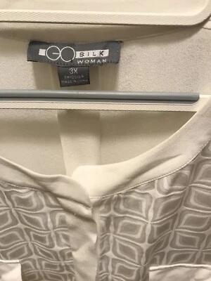 Go шелк 100% шелк блузка 3XL два передних кармана слоновой кости красивый - Изображение 1 из 4