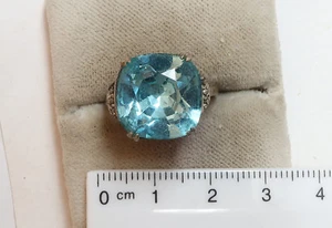 vecchio anello, vero argento, pietra Swarovski azzurra - Foto 1 di 4