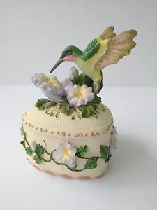 Caja de música colibrí "Viento bajo mis alas" Heritage House baratija plato tocador - Imagen 1 de 19