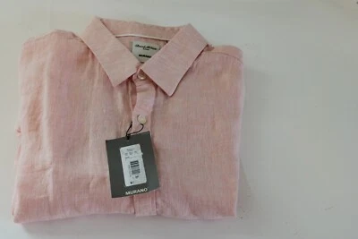 NEW Men's Murano Baird McNutt Linen Shirt Large Coral Long Sleeve 0020 - Image 1 of 2