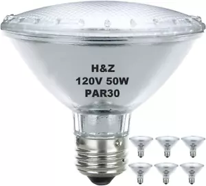 6 Pack H&Z Par30 Short Neck 50W 120V, 3000K Flood Light with E26 Medium Base - Picture 1 of 5