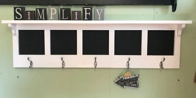 Message Center Chalkboard with Coat Hooks Hallway Message Board and Coat Rack 48 - Image 1 of 4