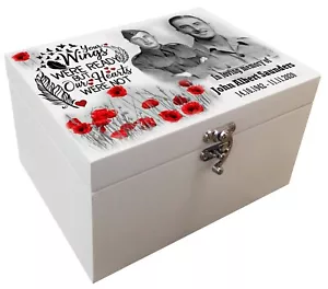 Urna fotográfica personalizada, urna blanca para cenizas humanas, caja conmemorativa de madera. - Imagen 1 de 16