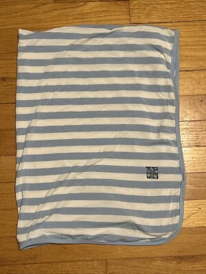 HTF KicKee Pants Blue White Pond Stripe Baby Blanket - Image 1 of 4