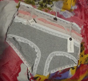 5 NEW LAURA ASHLEY LS8158 5PKBK SUPER SOFT LACE TRIM HIPSTER PANTIES XL - Picture 1 of 2