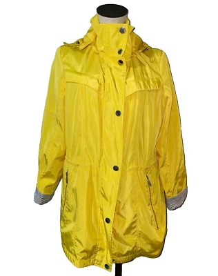 Abrigo de lluvia para mujer London Fog Parka talla L amarillo Preppy dinero antiguo Foto 1 de 4