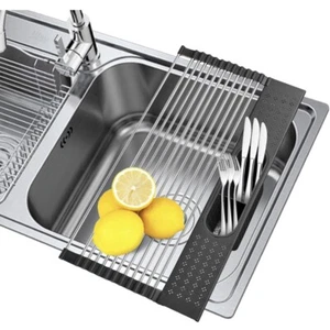 Estante de secado de platos enrollable sobre fregadero multifunción plegable escurridor verduras frutas - Imagen 1 de 11