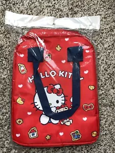 Hello Kitty red insulated lunch bag w/ zipper, navy handles by Sanri - Picture 1 of 2