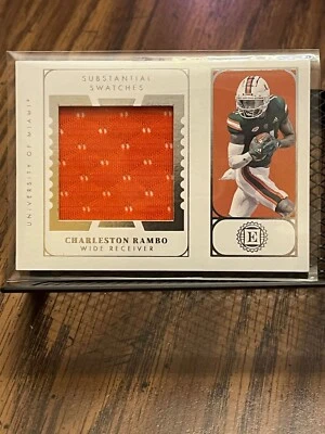 CHARLESTON RAMBO 2022 CHRONICLES ENCASED ROOKIE MIAMI WORN JERSEY PATCH RELIC RC - Image 1 of 2