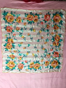 Vintage Authentic YSL 100% Silk Large Square Scarf Rolled Edge 34"-34" - Picture 1 of 6