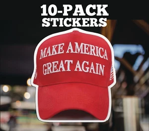 10 PACK MAGA HAT STICKERS MAKE AMERICA GREAT AGAIN **STICKERS ONLY, NOT A HAT** - Bild 1 von 7