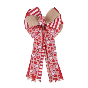 Valentine's Day Tree Topper Bow Red Heart Burlap Wreath Decor - Picture 1 of 7