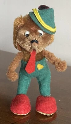 RARE Schuco Mascot  Dog Dressed Mohair on Metal Chenille Stem 9cm NICE LOOK - Image 1 of 4