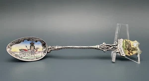 VINTAGE SOUTH AFRICA KIKUYU(?) & RICKSHAW ENAMELED SOUVENIR SPOON B387 - Picture 1 of 12
