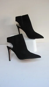 Size 5 ZARA Black Suede Ankle Boots- Cut Out Heel- Stiletto- Zip- VGC - Picture 1 of 5