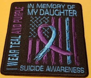 Parche bordado conciencia suicidio hija aprox 3,5x3,5" - Imagen 1 de 2