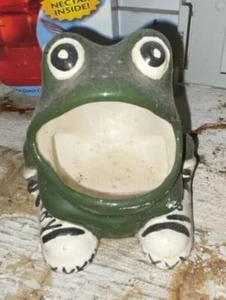 Vtg Green Ceramic Frog Sponge Holder Retro Big Mouth Frog Sneakers On Feet - Picture 1 of 4