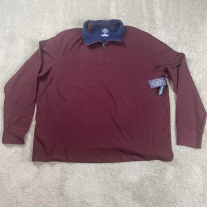 ST JOHNS BAY Adult Henley Burgundy 3XL 1/4 Zip Pullover Long Sleeve Shirt Mens - Picture 1 of 7