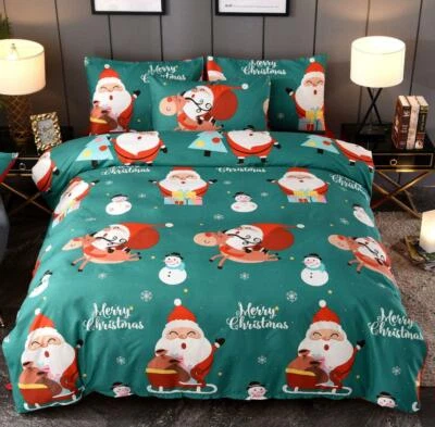 Funda nórdica edredón 3D Santa Snowman O401 Navidad cama de Navidad fundas de almohada Fay Foto 1 de 4