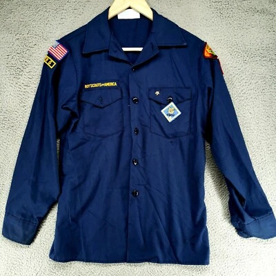 Camisa Boy Scouts of America Jóvenes Niños L Azul Algodón Logo Cuello Abotonado Foto 1 de 4