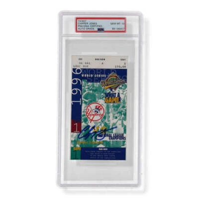Chipper Jones Signed 1996 World Series Ticket (PSA | Autograph Graded 10) - Image 1 of 2