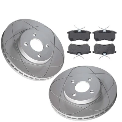 Rotores y pastillas de freno de disco traseros ultra ranurados para Ford Focus, Fiesta; 9,95" Foto 1 de 4