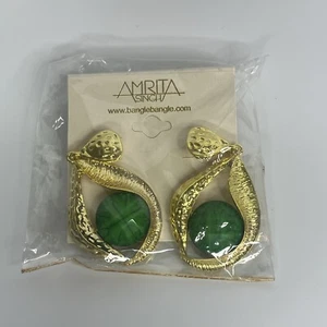Amrita Singh Women's  Gold And Green  Earrings  Women’s Costume Jewelry NWT - Picture 1 of 2