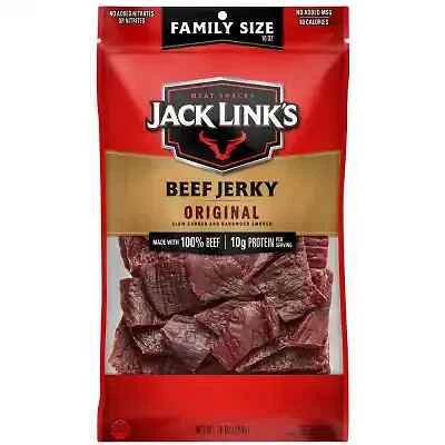 Jack Link's Beef Jerky, sabor original, bolsa de 10 oz - bocadillo salado, rico en proteínas	 Foto 1 de 1