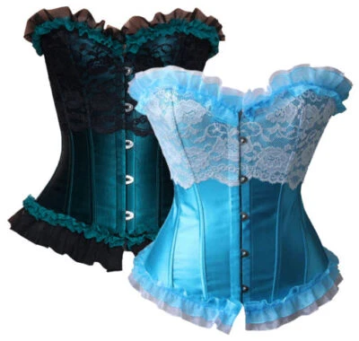 sexy Vollbrust Corsage Korsett Bustier Top Mieder Korsage Corset grün - Bild 1 von 3