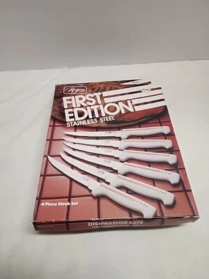 Juego de 6 cuchillos para carne vintage hechos en Japón Rogers primera edición caja original-B06 Foto 1 de 4