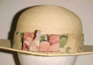 Gumarcaah Guatemala Erwachsene Frauen handgewebte Palme Blumen Band grün Hut 7 1/8 neu - Bild 1 von 4