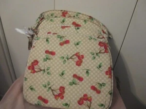 Set of 4 Chair Pads Cotton Tie Back Kitchen Table CHERRIES CLUSTERS 14X5"X12.5" - Picture 1 of 2