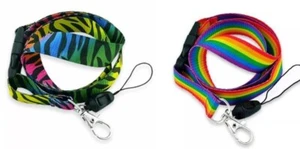 Cordino arcobaleno zebrato o a righe multicolore portachiavi fibbia stacca a scelta - Foto 1 di 3