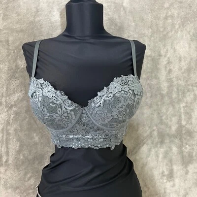 Sutiã Danskin Intimates Lace Bralette tamanho 34B cinza - Imagem 1 de 4