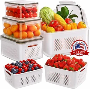 Conjunto De Contenedore Organizadores Refrigerador Apilables Para El Organizador - Picture 1 of 9