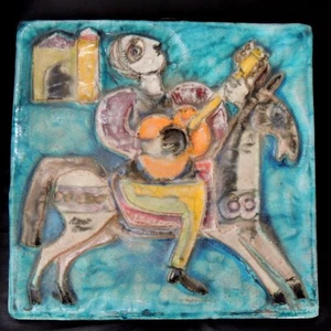 Piastrella da parete Giovanni De Simone stile cubista italiano arte ceramica altorilievo MCM - Foto 1 di 12