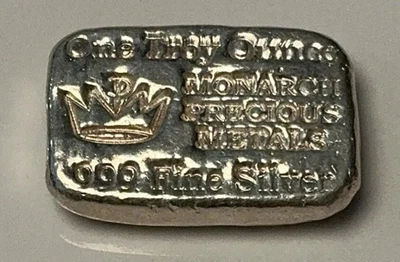 MONARCH PRECIOUS METALS SILVER 1 Oz. Poured Silver Bar .999 Fine Silver - Image 1 of 4