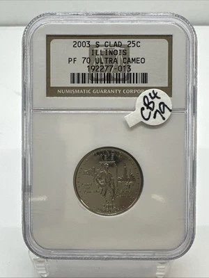 2003 S NGC PF 70 Ultra Cameo Illinois Quarter Graded Coin CB4-79 - Image 1 of 4
