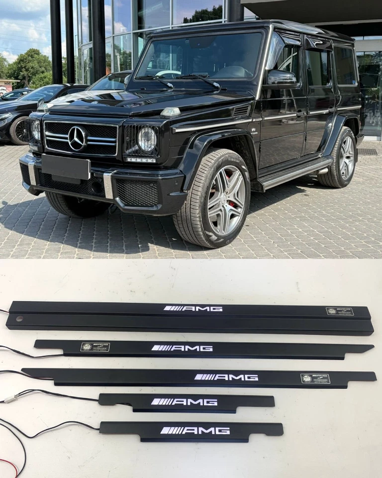 Alféizares de puerta LED clase G negros W463 estilo AMG Mercedes-Benz G63 G500 G65 5 piezas. Foto 1 de 4