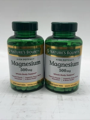 Лот из 2 таблеток магния Nature's Bounty 500 мг - 200 карат срок годности 09/2026 - Изображение 1 из 4